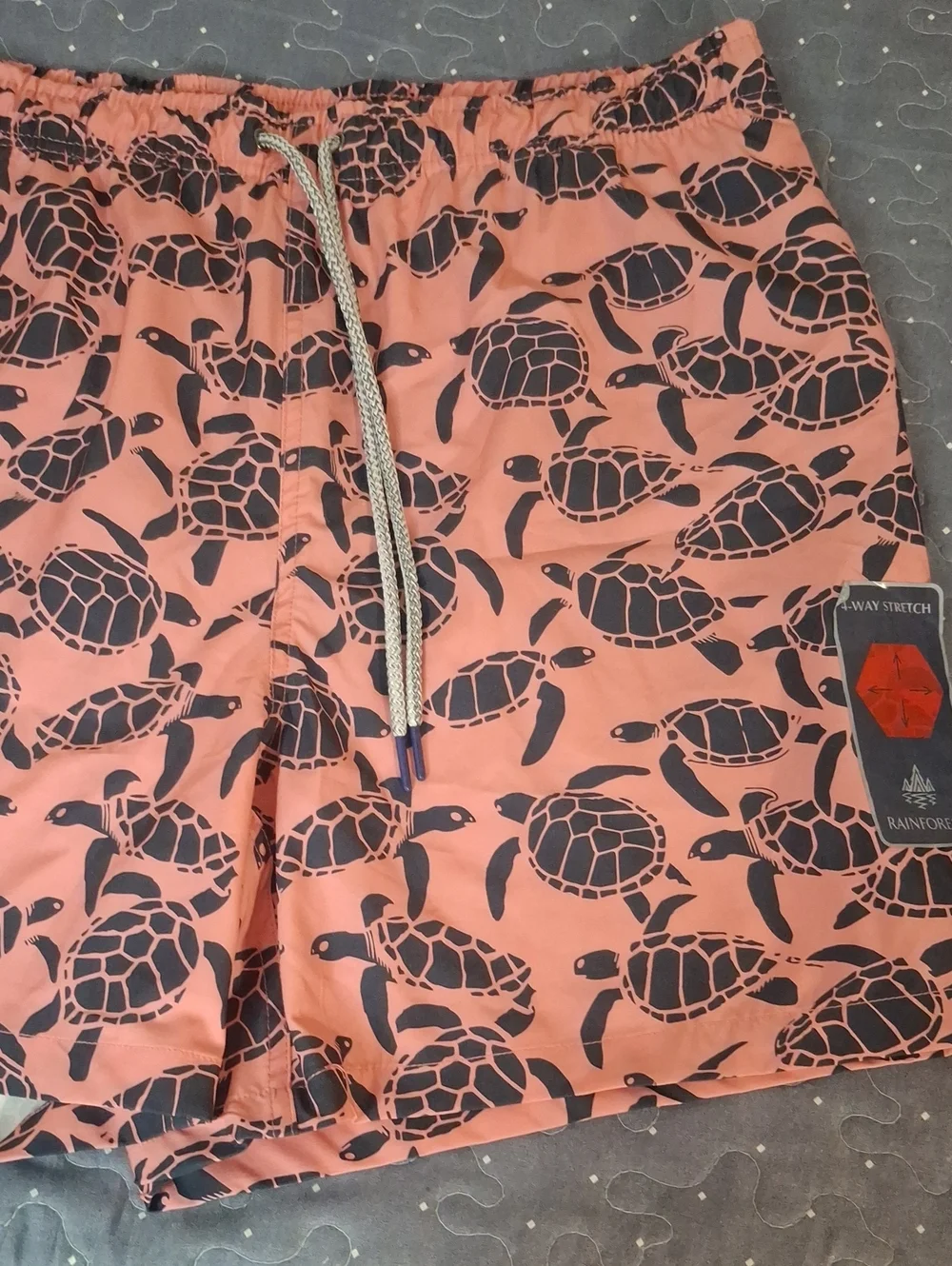 RAINFOREST Coral Turtle Print Swim Trunks size XL NWT